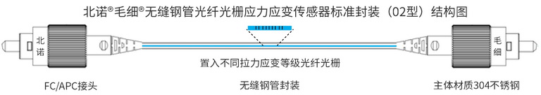 北諾?毛細(xì)?無縫鋼管 雙端光纖光柵應(yīng)變傳感器結(jié)構(gòu)圖