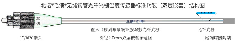 北諾500攝氏度毛細(xì)無縫鋼管單端光纖光柵傳感器（02S型）結(jié)構(gòu)圖