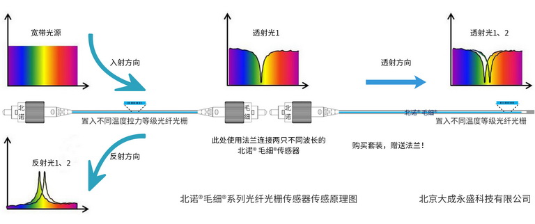 北諾?毛細(xì)?無(wú)縫鋼管光纖光柵應(yīng)力傳感器和光纖光柵應(yīng)變傳感器的溫度補(bǔ)償方案原理圖